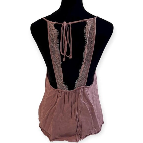y2k dusty pink lace trim tie detail tank top boho fairy coquette vintage sultury - Picture 2 of 7